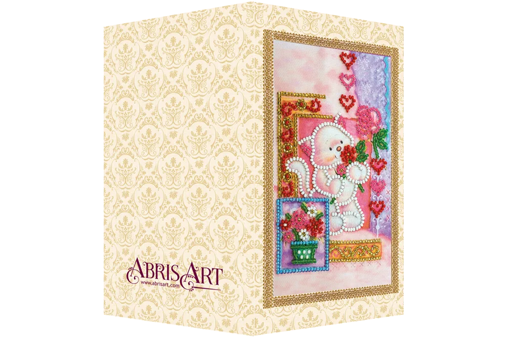 Postcards Bead Embroidery Kit Postcard Bead embroidery kit Pussycat