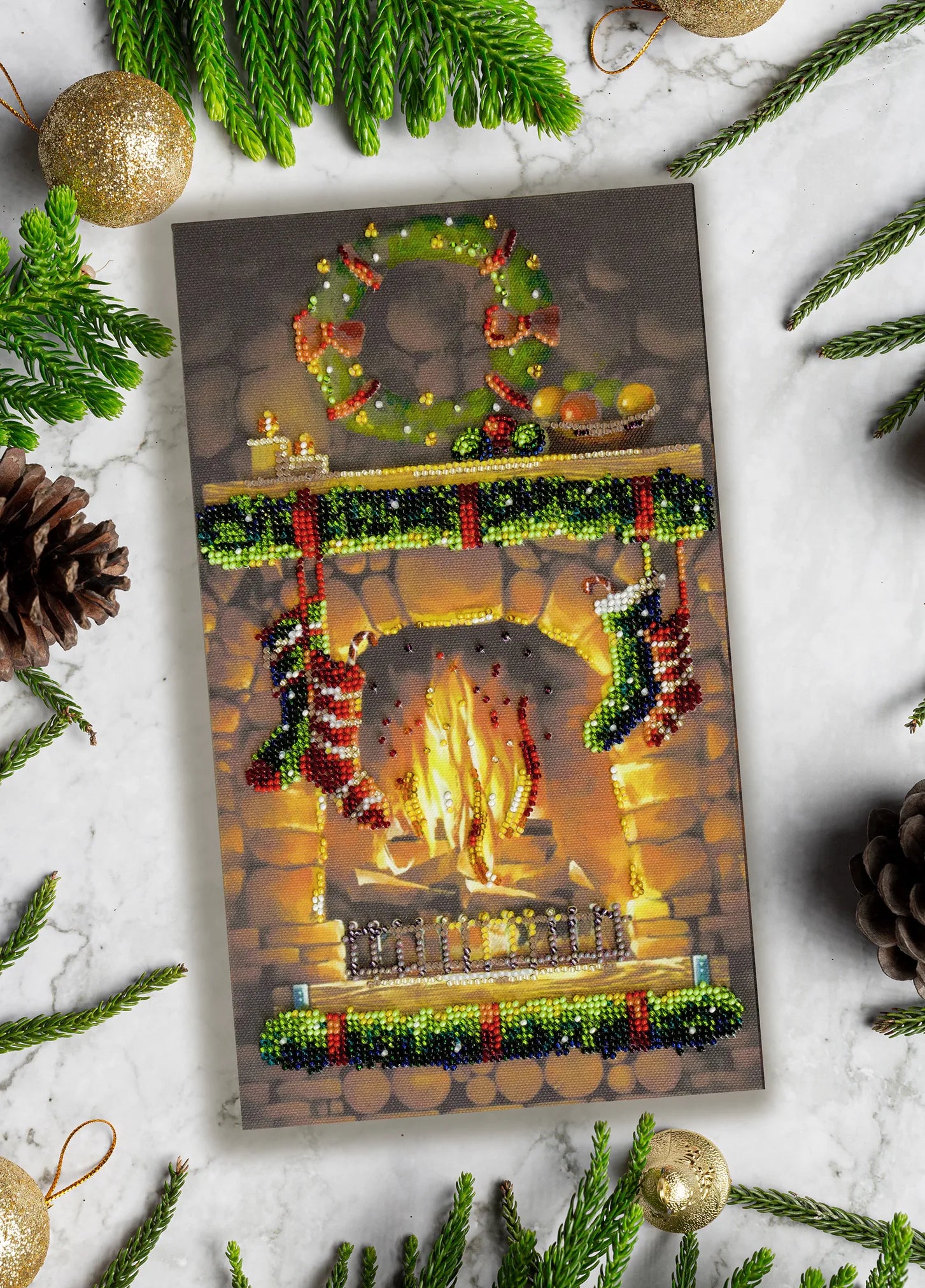Bead Embroidery Kit Main Bead Embroidery Kit By the fireplace