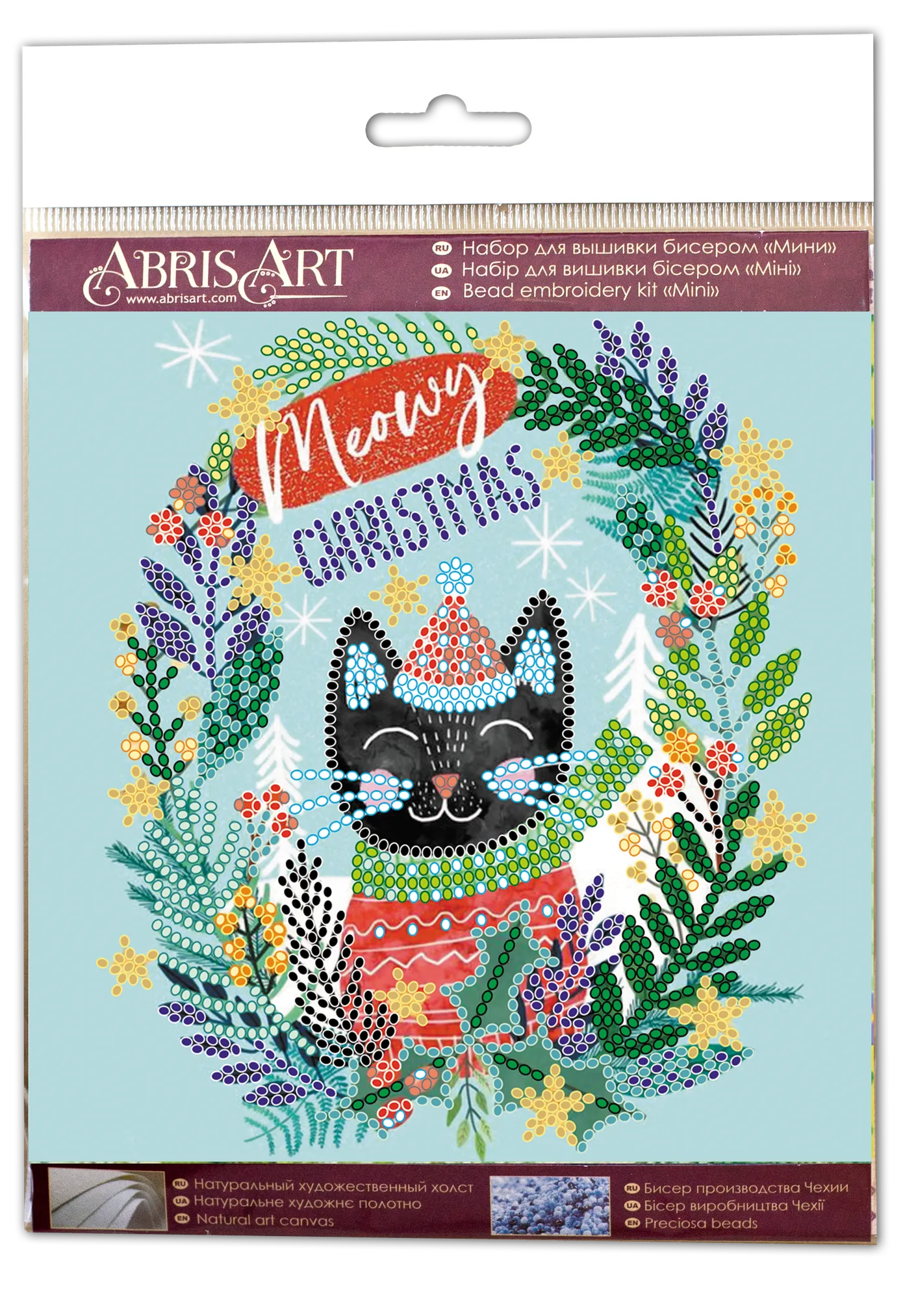 Bead Embroidery Kit Mini Bead embroidery kit Meow Christmas