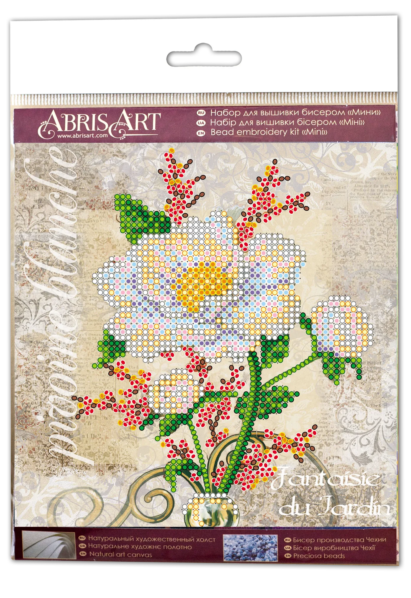 Bead Embroidery Kit Mini Bead embroidery kit White flower