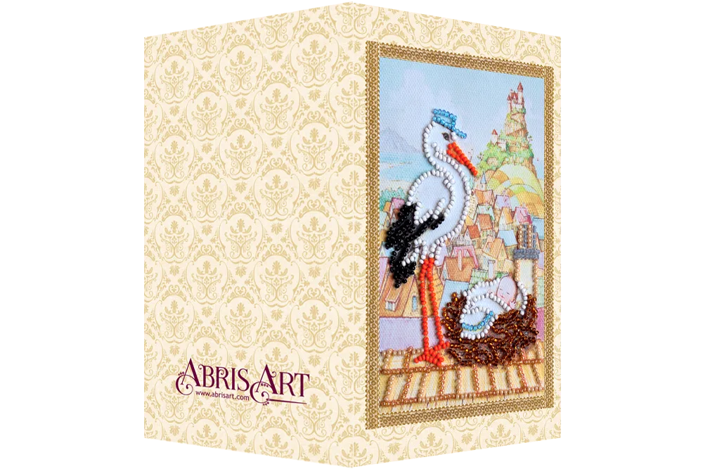Postcards Bead Embroidery Kit Postcard bead embroidery kits Stork gift