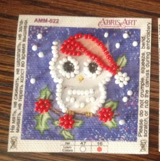 Magnets Bead Embroidery Kit Mini Magnets Bead embroidery kit Little owl and mistletoe