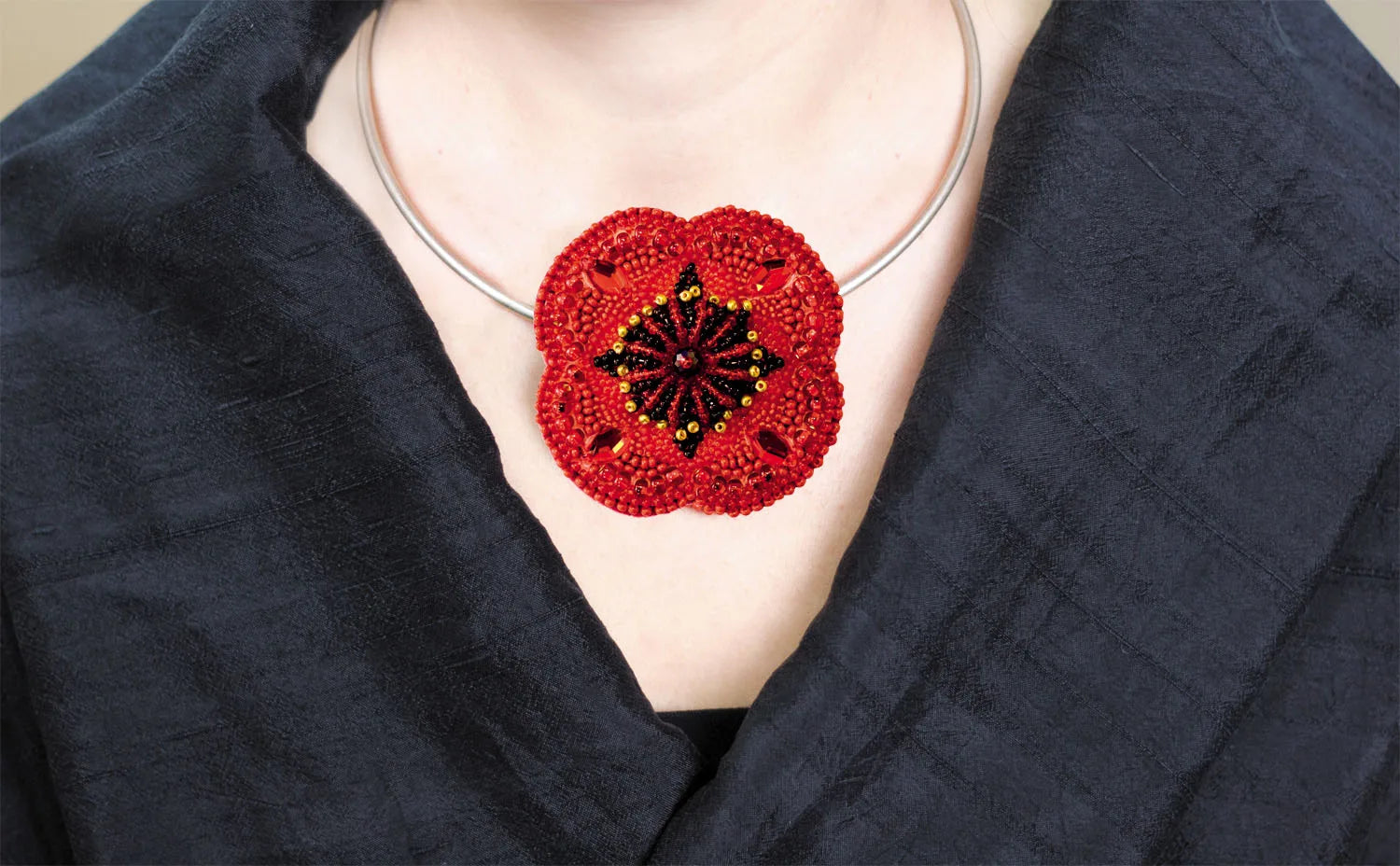 Brooch Embroidery Kit Decoration Poppy