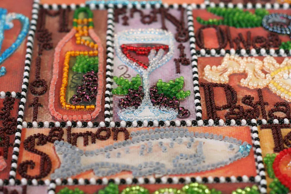 Bead Embroidery Kit Main Bead Embroidery Kit Gourmet alphabet