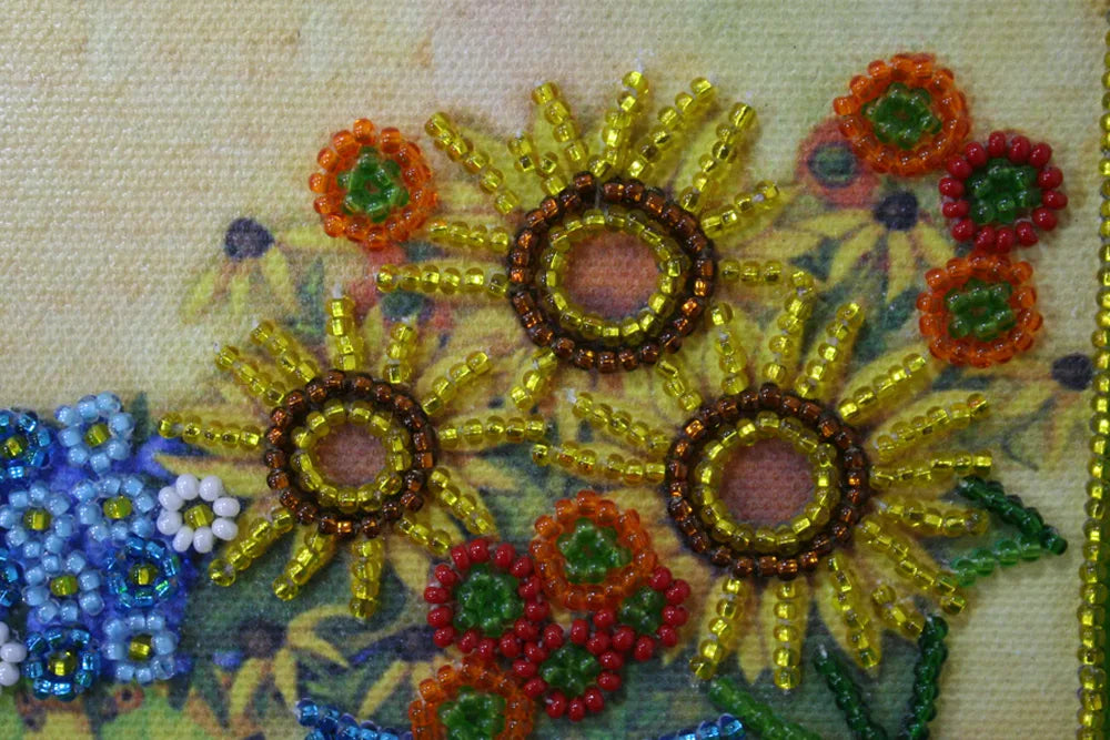 Bead Embroidery Kit Mini Bead embroidery kit Sunflower still life