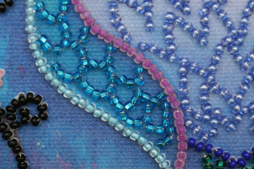 Bead Embroidery Kit Mini Bead embroidery kit Blue owl