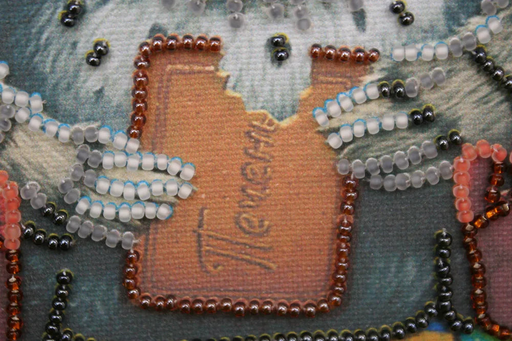 Bead Embroidery Kit Mini Bead embroidery kit Owl and cookies