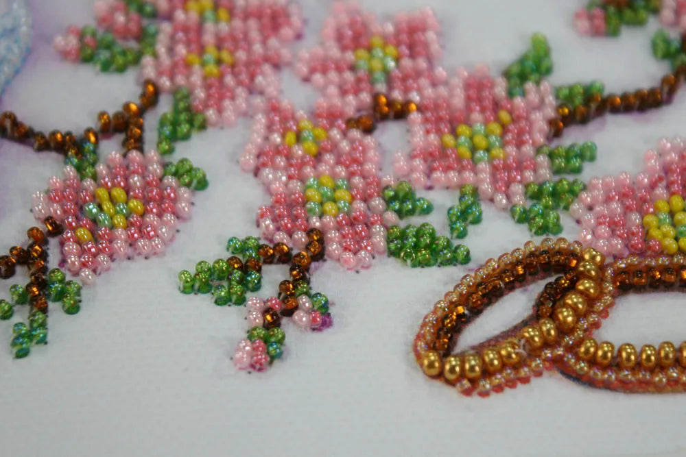 Postcards Bead Embroidery Kit Postcard-envelope for microbead embroidery Wedding birds