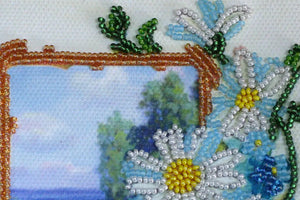 Postcards Bead Embroidery Kit Postcard-envelope for microbead embroidery Chamomile field