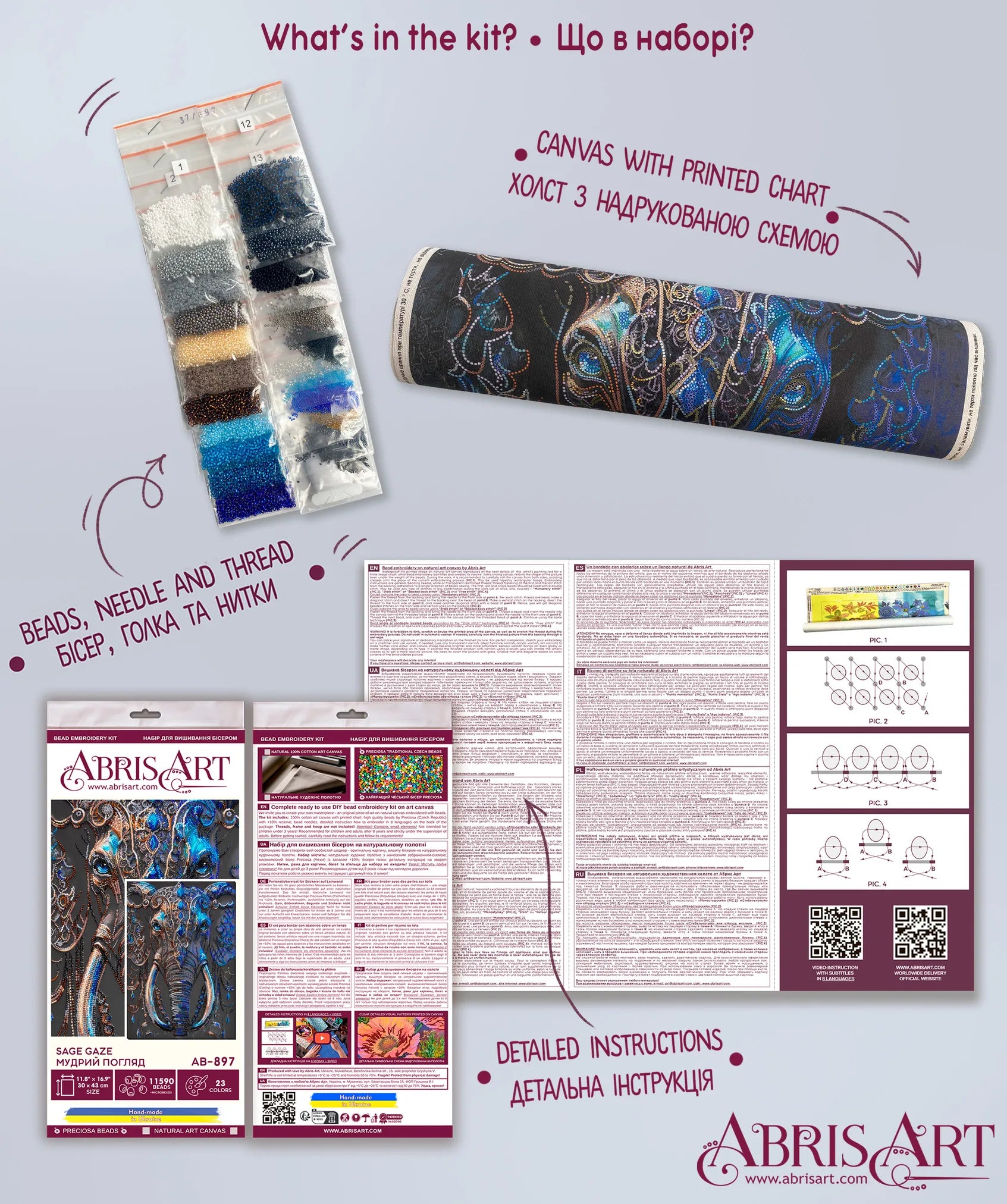 Bead Embroidery Kit Main Bead Embroidery Kit Sage gaze