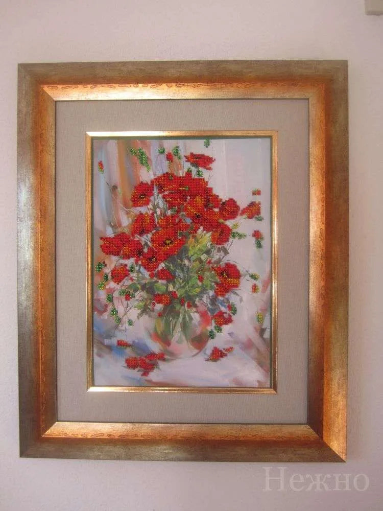 Bead Embroidery Kit Main Bead Embroidery Kit Poppies