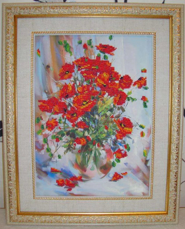 Bead Embroidery Kit Main Bead Embroidery Kit Poppies