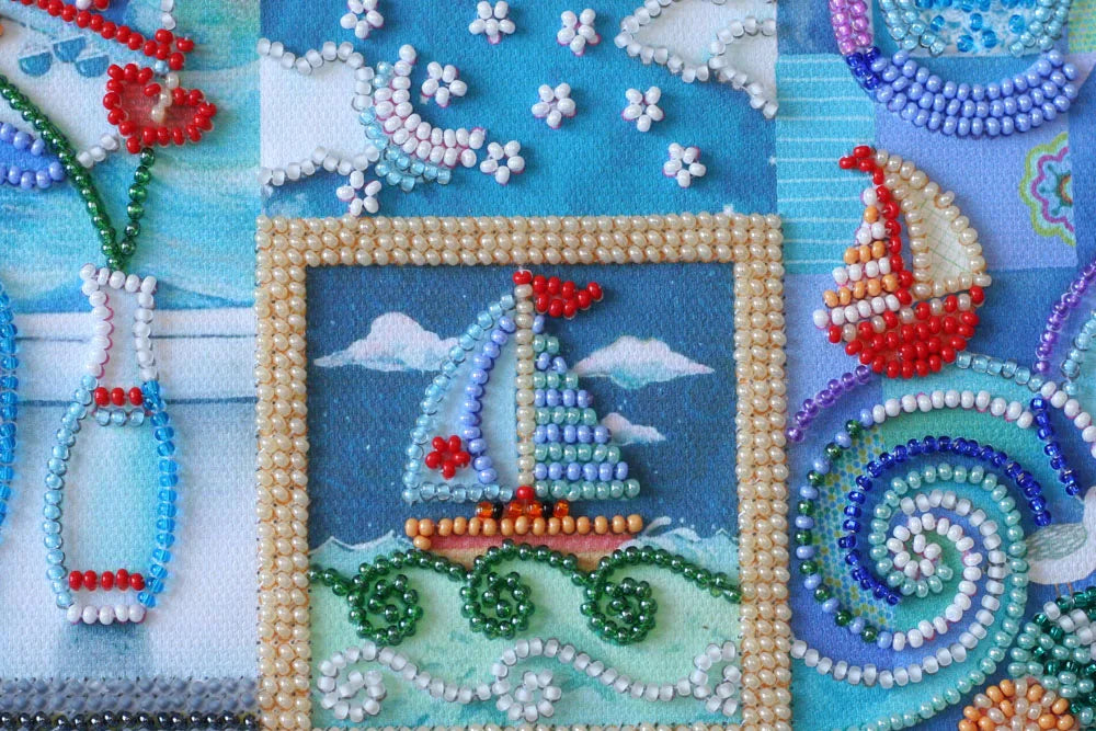 Photo Frame Bead Embroidery Kit Photo frame kit for bead embroidery Photo frame kit for bead embroidery "A song about the sea"