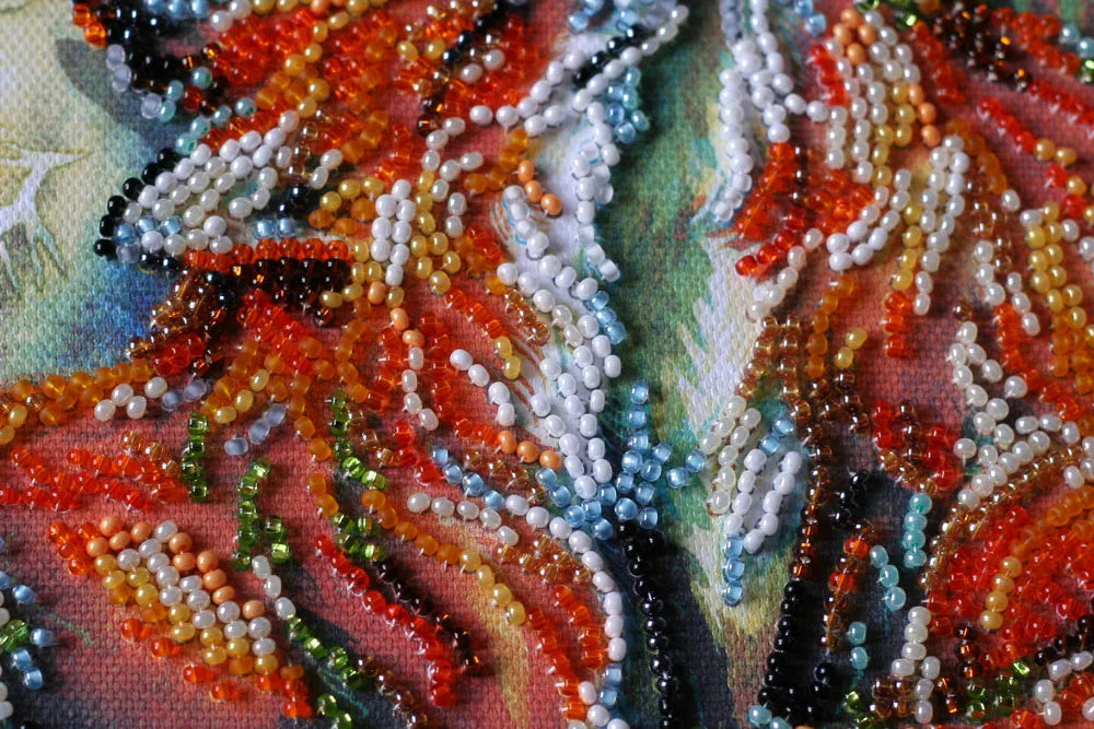 Bead Embroidery Kit Mid-sized bead embroidery kit Small foxes