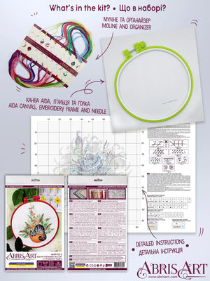 Cross Stitch Kit Cross-stitch kits And in the basket is a cat