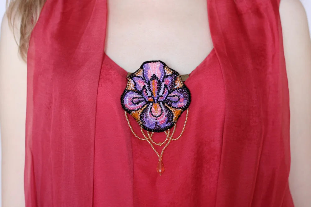Brooch Embroidery Kit Decoration Flower-de-luce