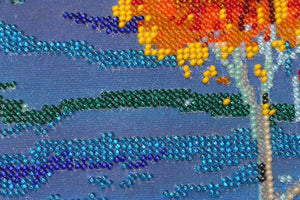 Bead Embroidery Kit Fire in sky blue - 3
