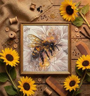 Bead Embroidery Kit Mid-sized bead embroidery kit Golden honey (Animals and birds)