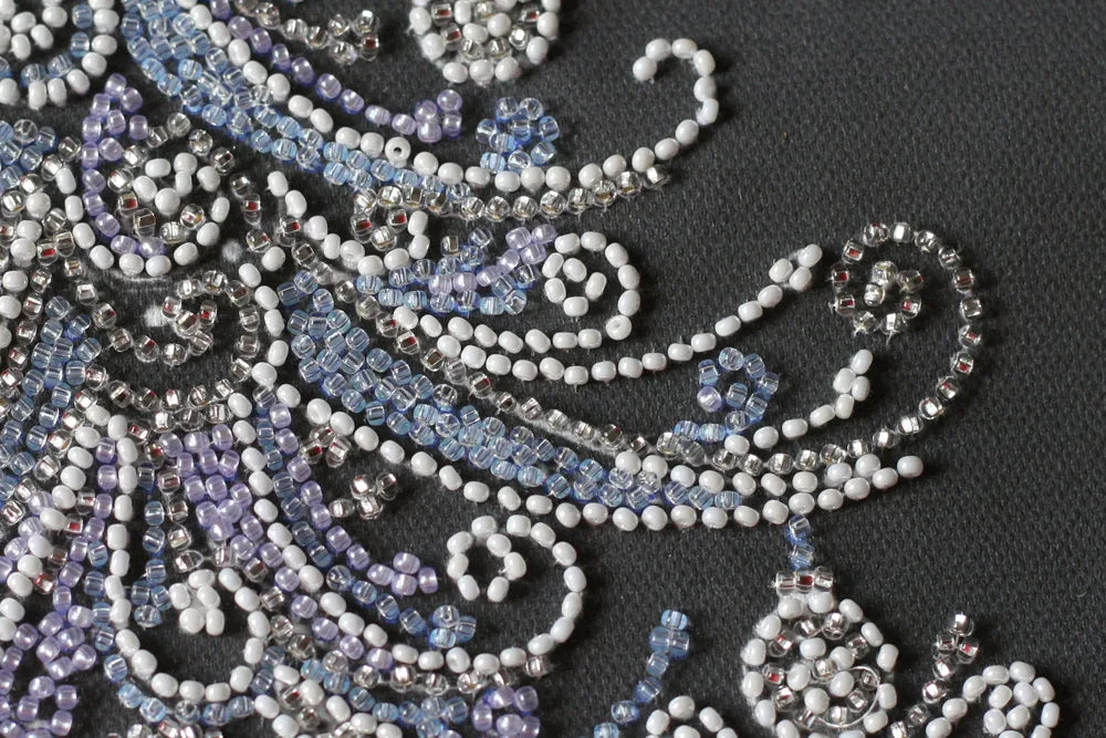 Bead Embroidery Kit Mid-sized bead embroidery kit Herringbone silver