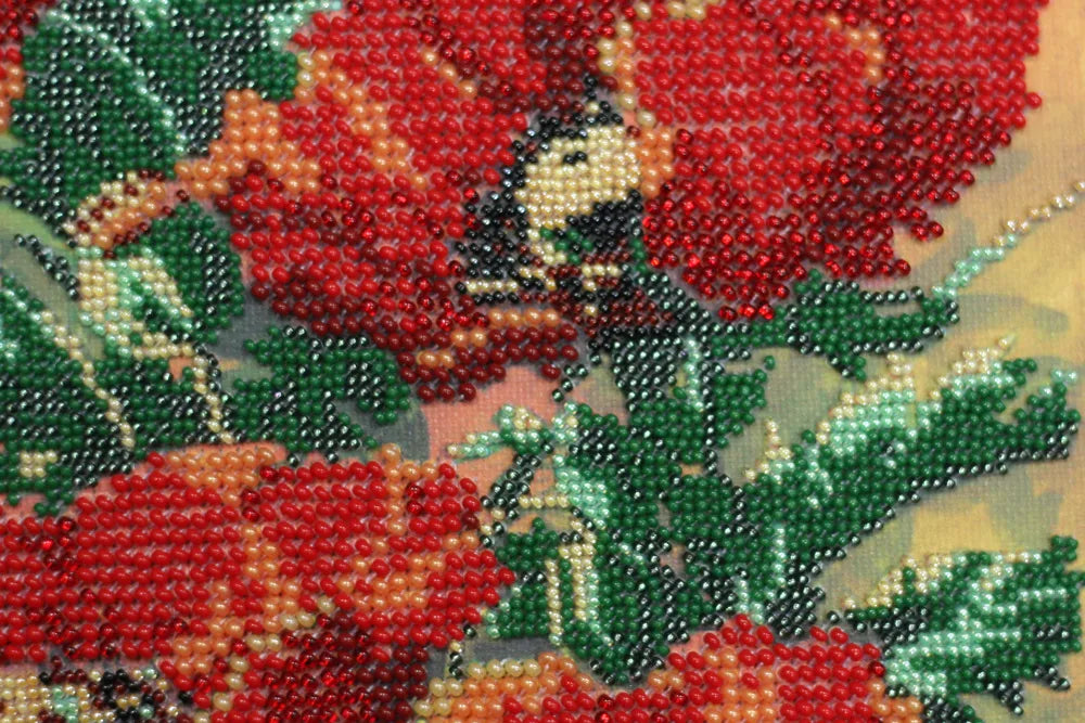 Bead Embroidery Kit Micro Beads Embroidery Kit Vintage poppies