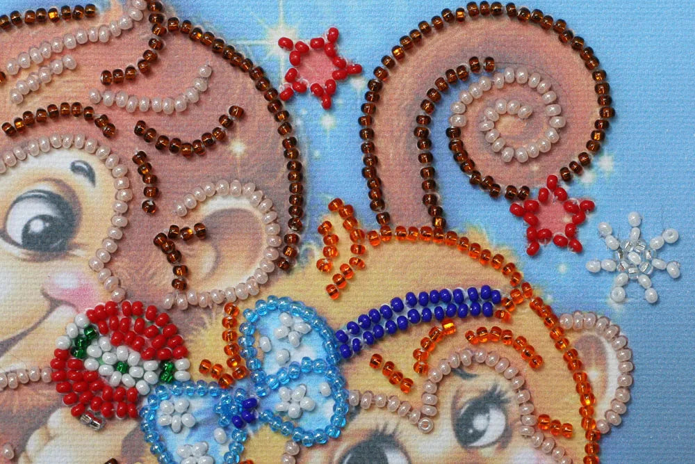 Bead Embroidery Kit Mini Bead embroidery kit Cheer monkeys