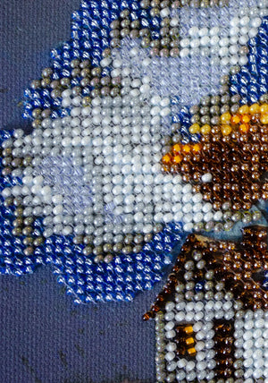 Bead Embroidery Kit Mini Bead embroidery kit Cottage Beneath the Clouds