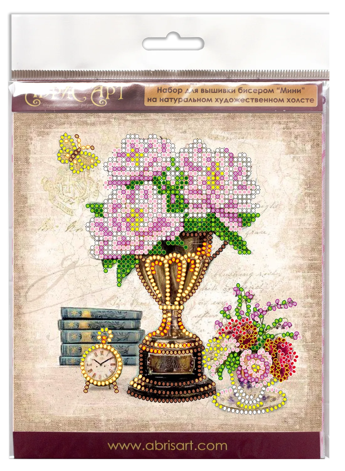 Bead Embroidery Kit Mini Bead embroidery kit Still lafe with a clock