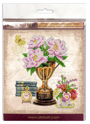Bead Embroidery Kit Mini Bead embroidery kit Still lafe with a clock