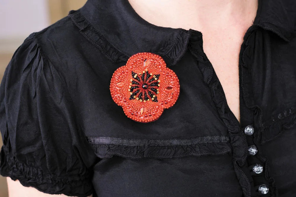 Brooch Embroidery Kit Decoration Poppy