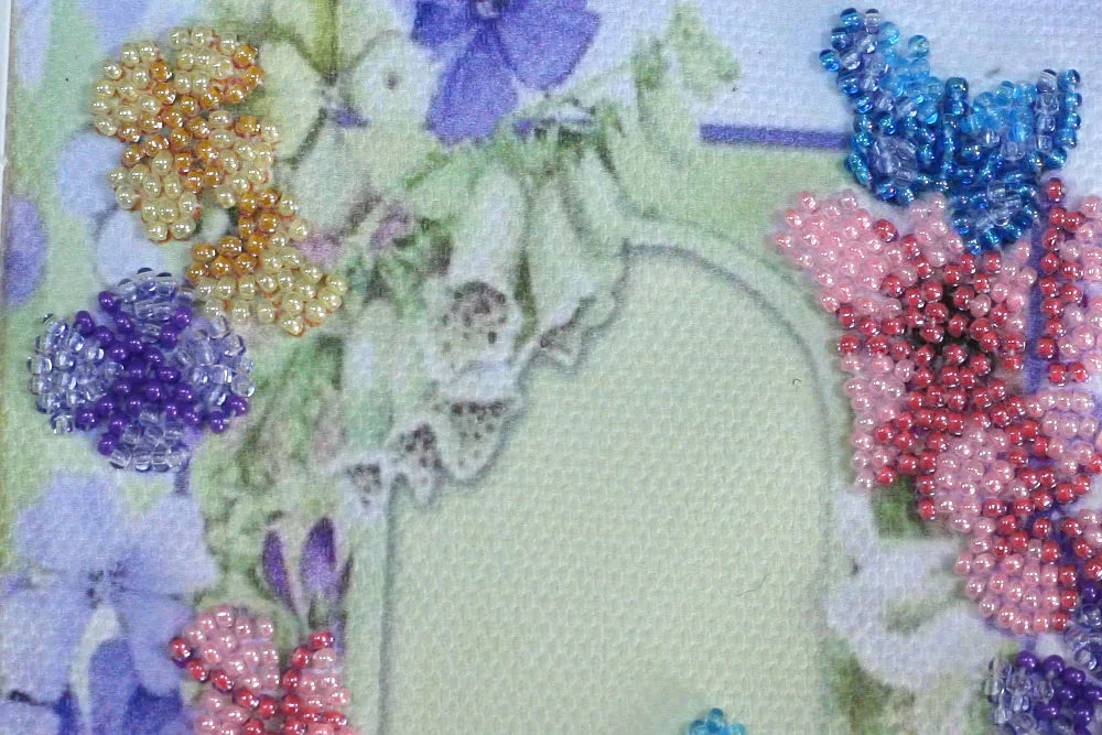 Postcards Bead Embroidery Kit Postcard-envelope for microbead embroidery Dragonfly and Butterfly