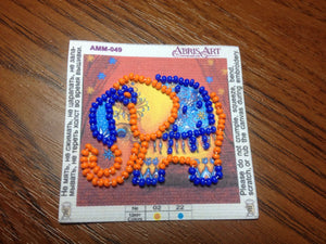 Magnets Bead Embroidery Kit Mini Magnets Bead embroidery kit Orange elephant