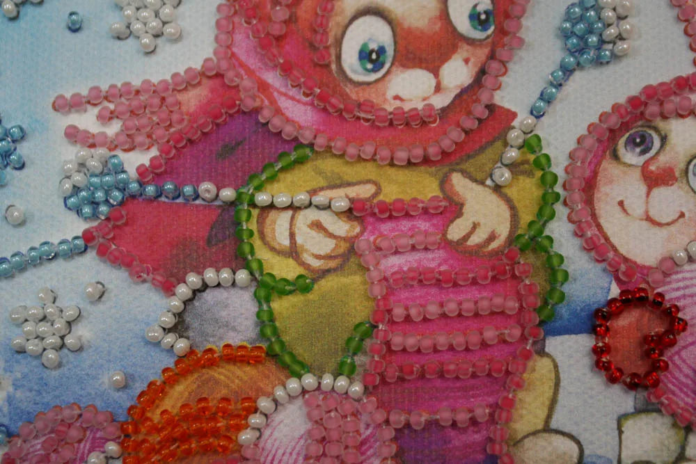 Bead Embroidery Kit Mini Bead embroidery kit Knitting bunnies