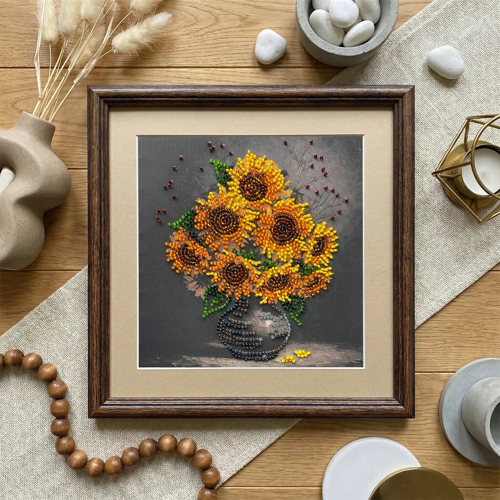 Bead Embroidery Kit Mini Bead embroidery kit Homely sunflowers