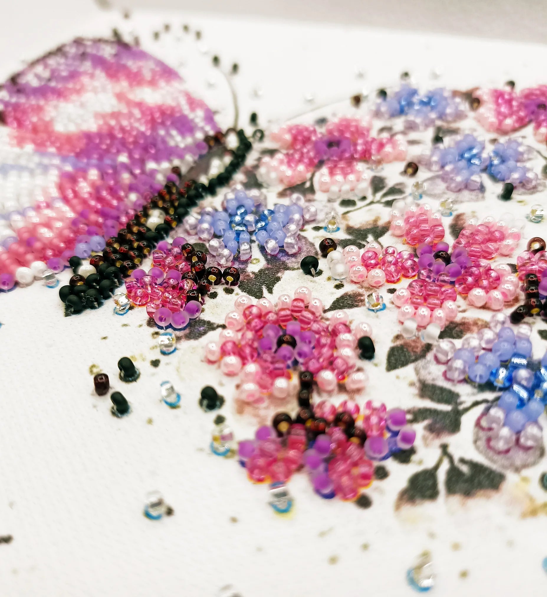 Bead Embroidery Kit Mini Bead embroidery kit Pink wings