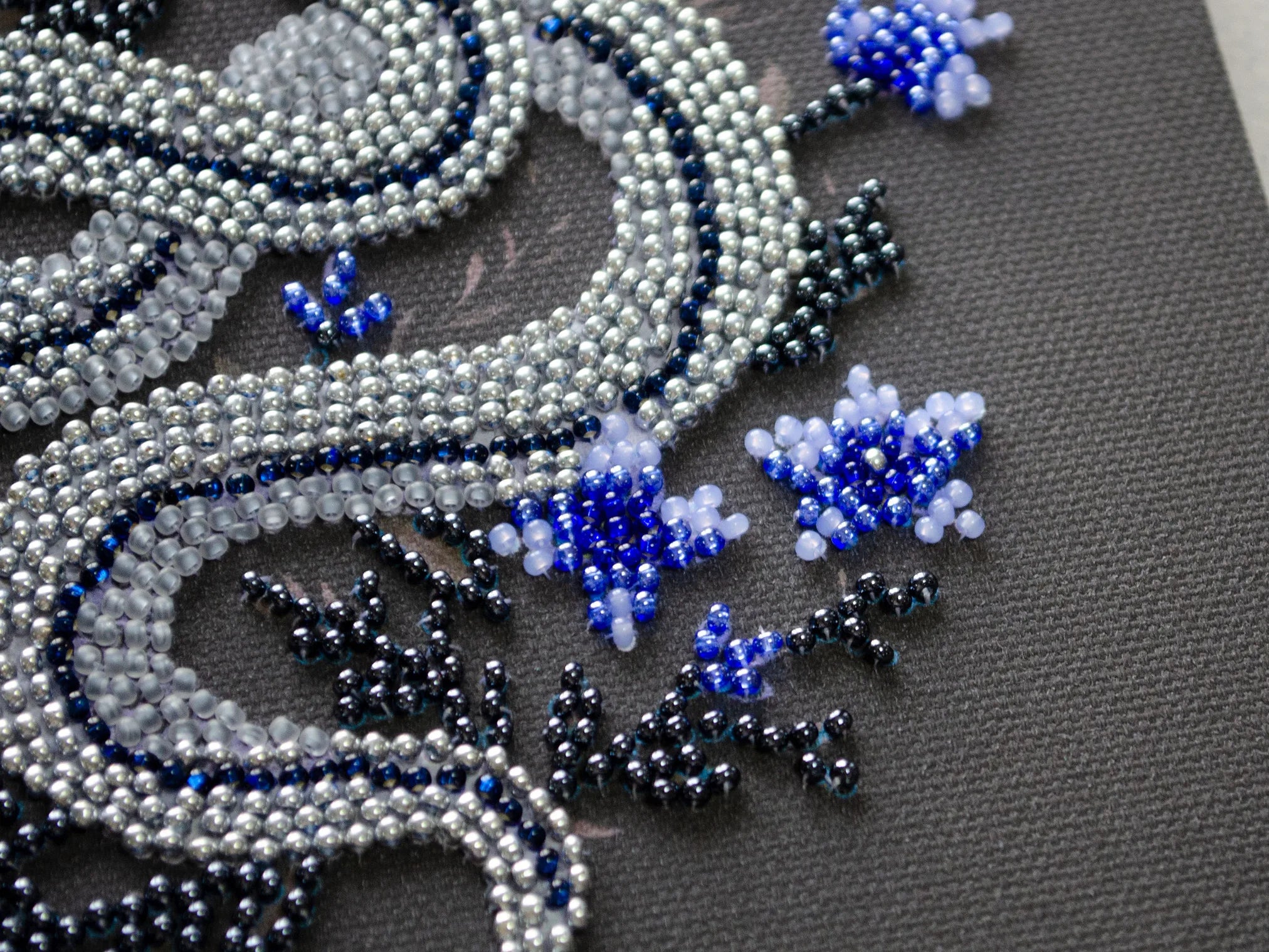 Bead Embroidery Kit Mini Bead embroidery kit Silver serpentine