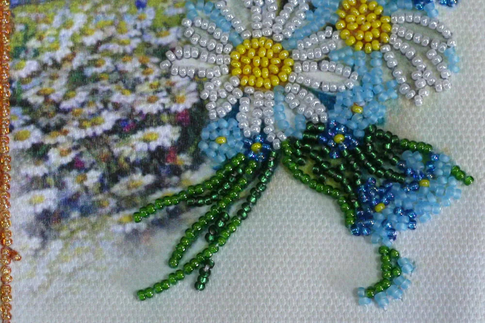 Postcards Bead Embroidery Kit Postcard-envelope for microbead embroidery Chamomile field