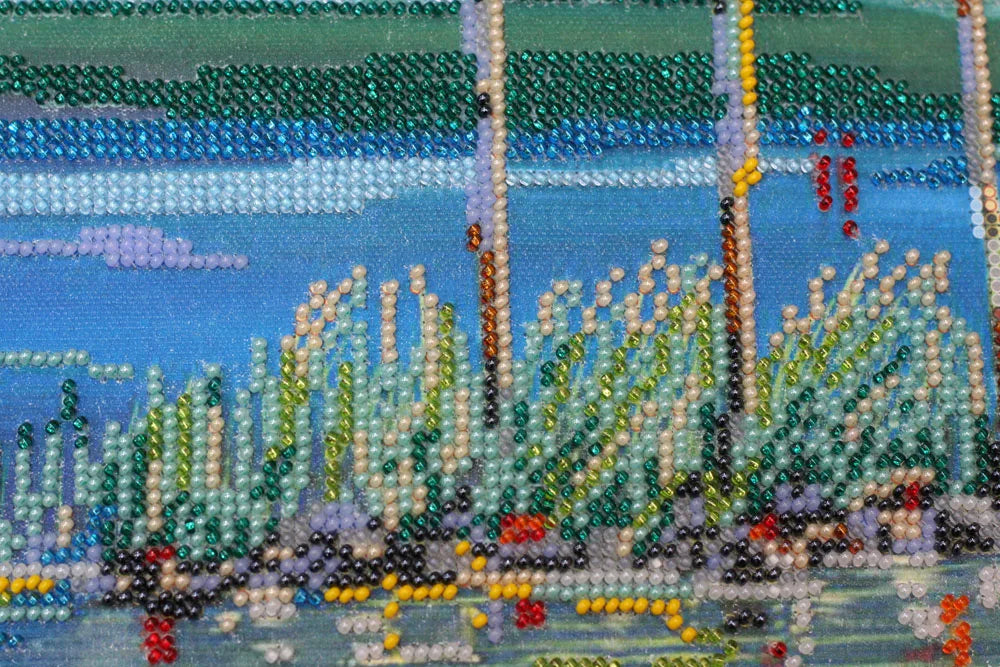 Bead Embroidery Kit Fire in sky blue - 3
