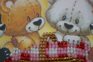 Bead Embroidery Kit Mini Bead embroidery kit Bears and basket