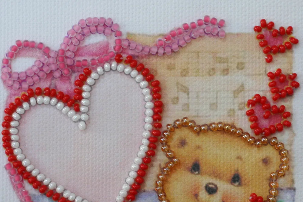 Postcards Bead Embroidery Kit Postcard Bead embroidery kit Teddy bear
