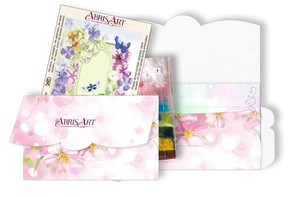Postcards Bead Embroidery Kit Postcard-envelope for microbead embroidery Dragonfly and Butterfly