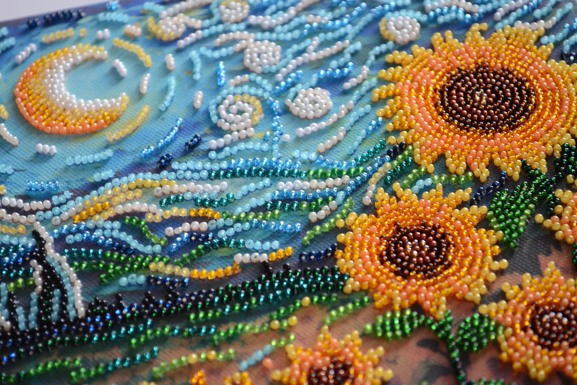 Bead Embroidery Kit Mid-sized bead embroidery kit Sunflowers in night’s embrace