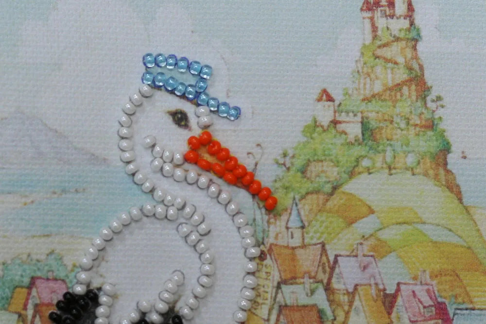 Postcards Bead Embroidery Kit Postcard bead embroidery kits Stork gift