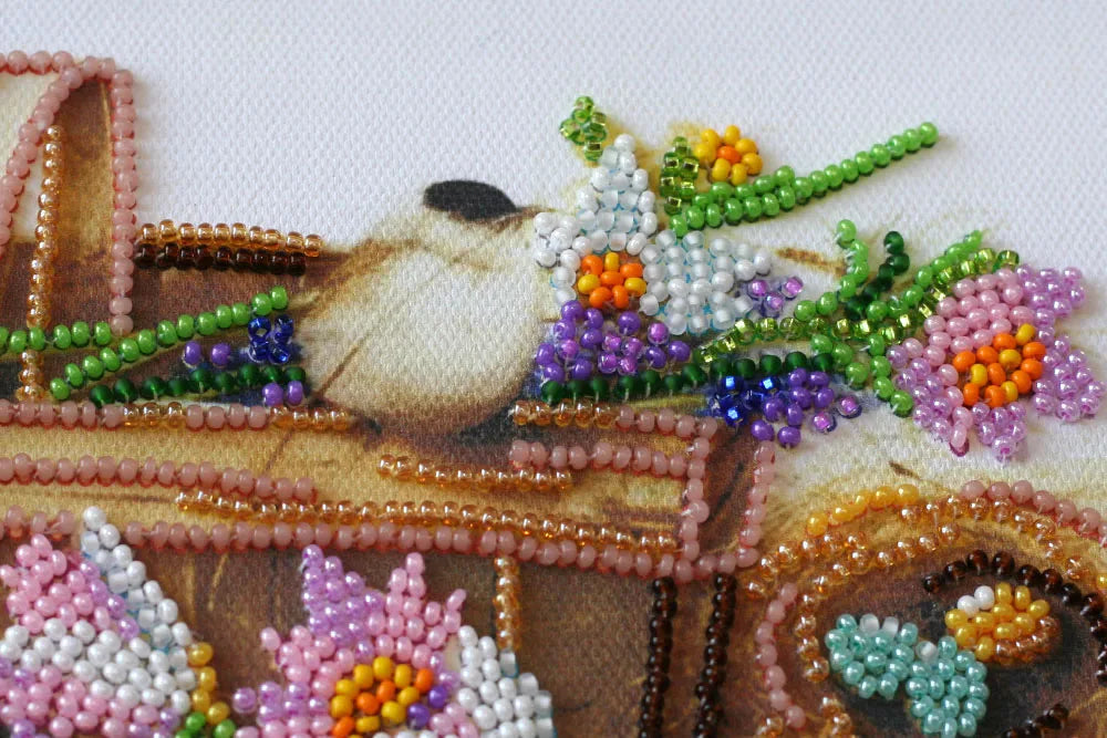 Bead Embroidery Kit Mid-sized bead embroidery kit First flowers
