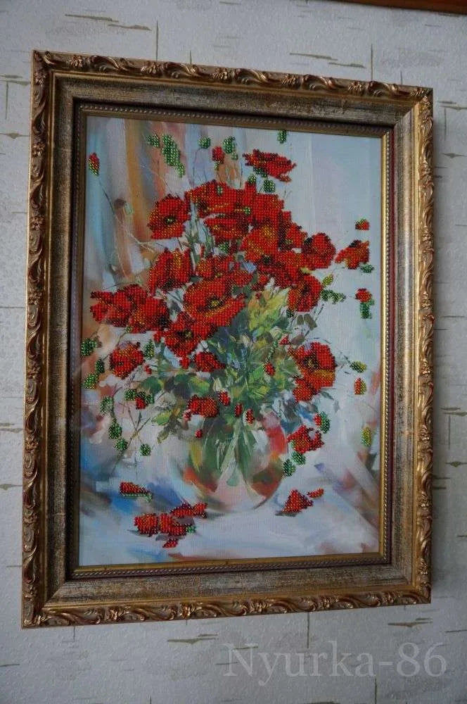 Bead Embroidery Kit Main Bead Embroidery Kit Poppies