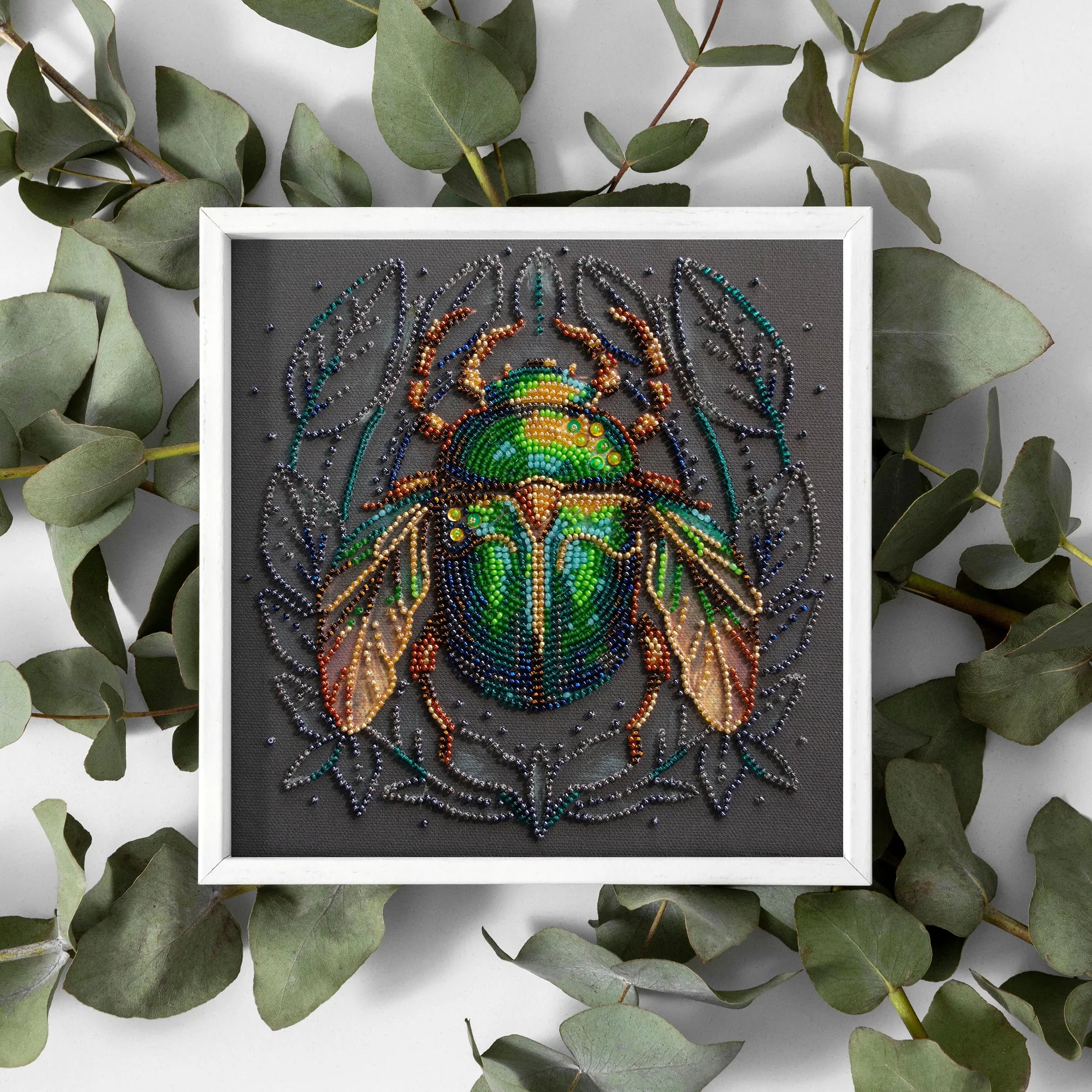 Bead Embroidery Kit Main Bead Embroidery Kit Emerald beetle