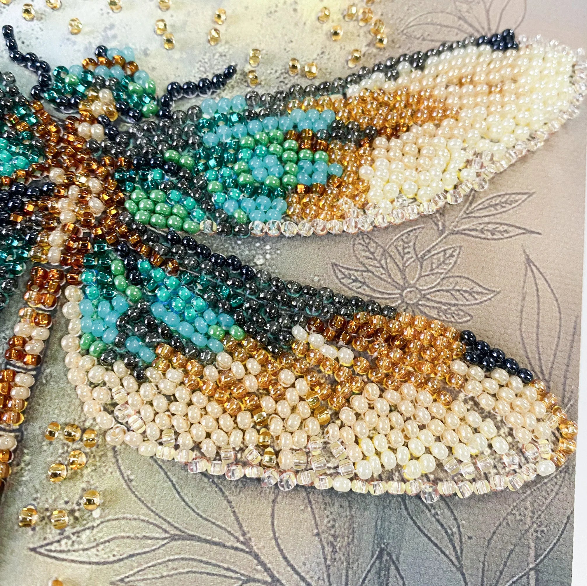 Bead Embroidery Kit Mini Bead embroidery kit Emerald wings (Animals and birds)