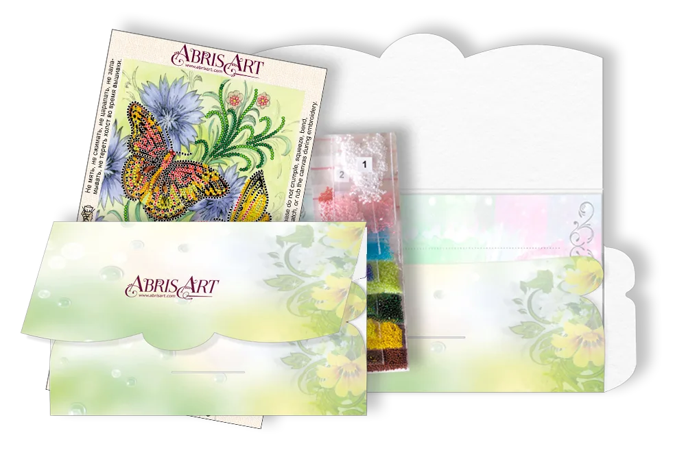Postcards Bead Embroidery Kit Postcard-envelope for microbead embroidery Three moths