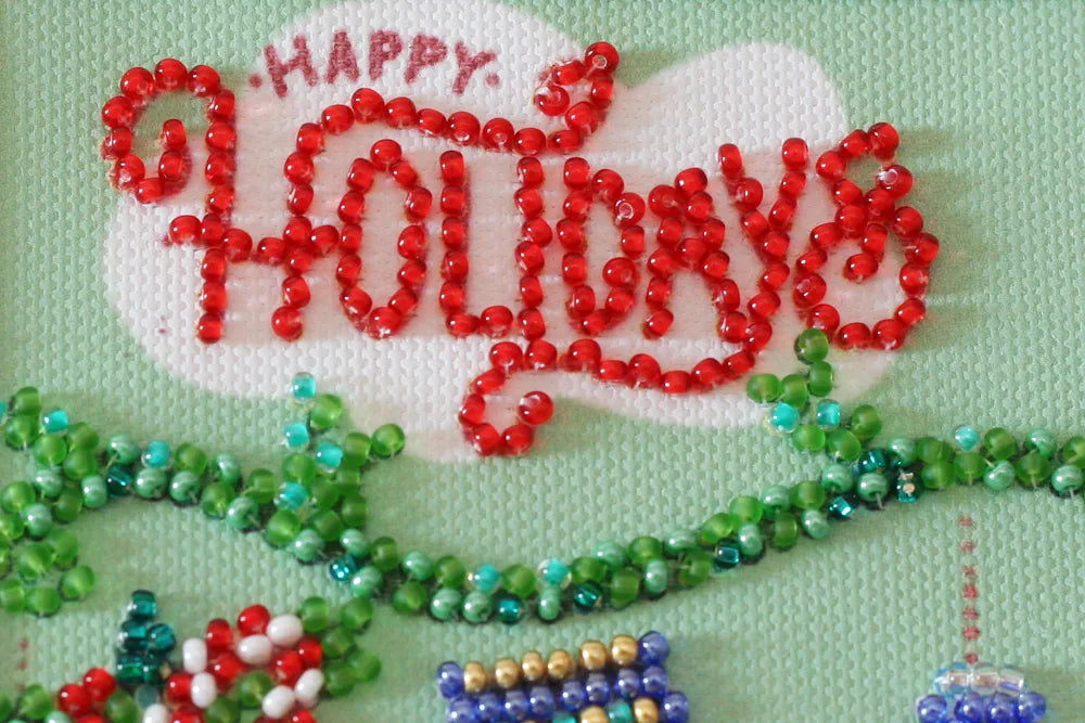 Postcards Bead Embroidery Kit Keychain cross-stitch kit Happy New Year