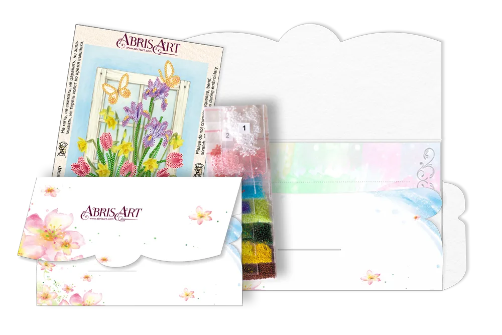 Postcards Bead Embroidery Kit Postcard-envelope for microbead embroidery Early spring