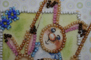 Postcards Bead Embroidery Kit Postcard bead embroidery kits Happy family